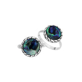 Sterling Silver Round Shape Textured Statement Ring With Abalone Shell